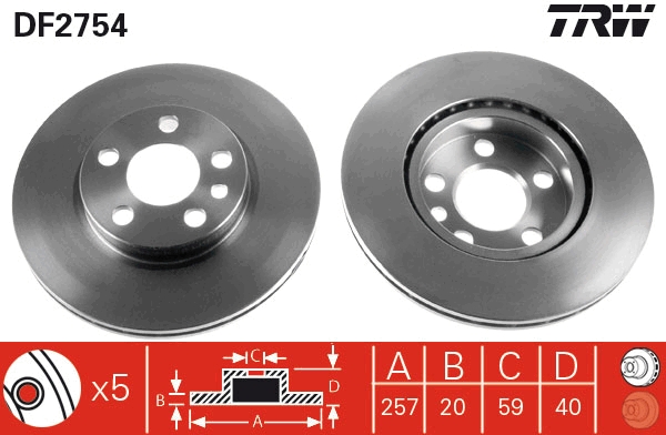 Brake Disc - DF2754 TRW