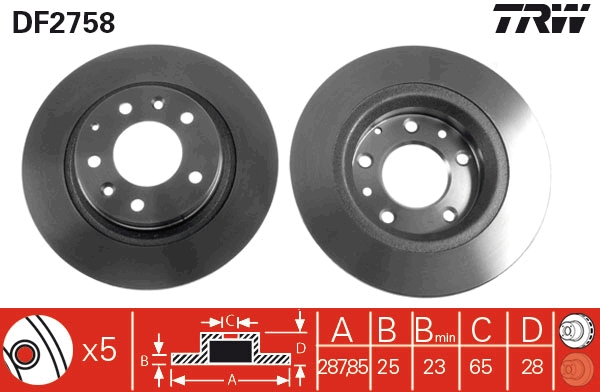 Brake Disc - DF2758 TRW