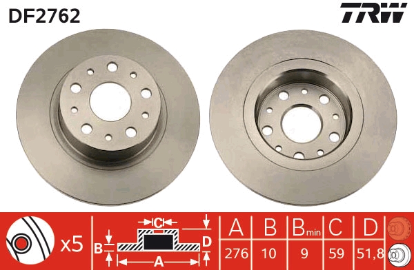 Bremsscheibe - DF2762 TRW