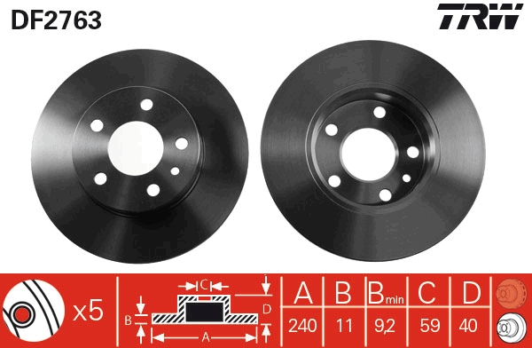 Bremsscheibe - DF2763 TRW
