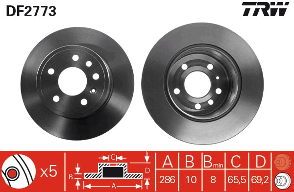 Brake Disc - DF2773 TRW