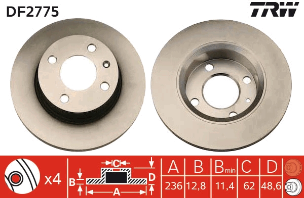 Brake Disc - DF2775 TRW