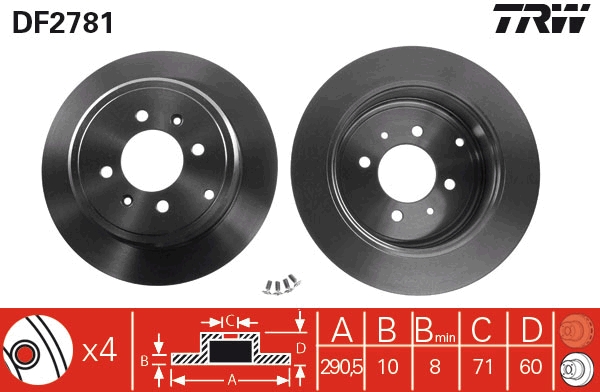 Brake Disc - DF2781 TRW