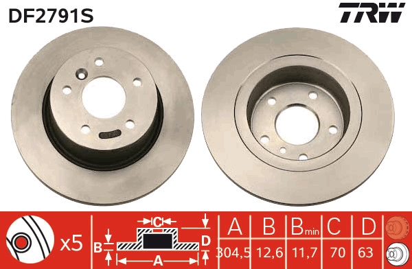 Brake Disc - DF2791S TRW