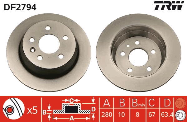 Brake Disc - DF2794 TRW