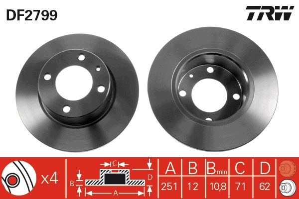 Brake Disc - DF2799 TRW