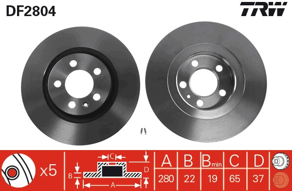 Brake Disc - DF2804 TRW