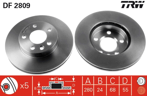 Bremsscheibe - DF2809 TRW