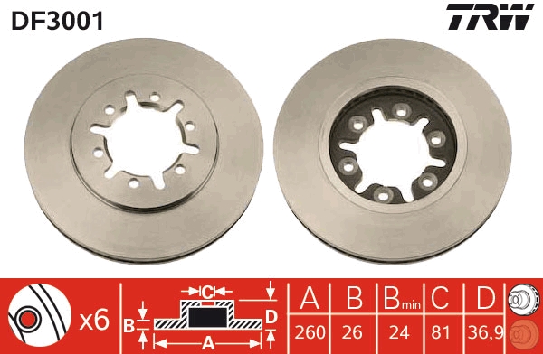 Brake Disc - DF3001 TRW