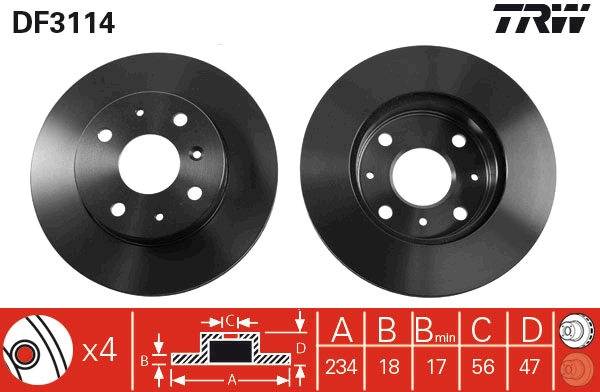 Brake Disc - DF3114 TRW