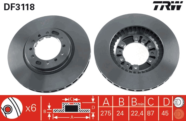 Brake Disc - DF3118 TRW