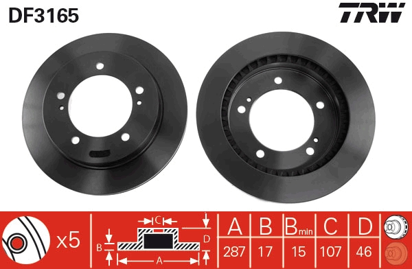 Brake Disc - DF3165 TRW