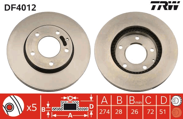 Bremsscheibe - DF4012 TRW