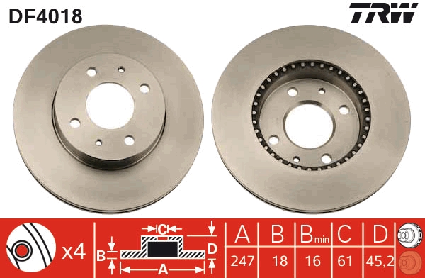 Bremsscheibe - DF4018 TRW