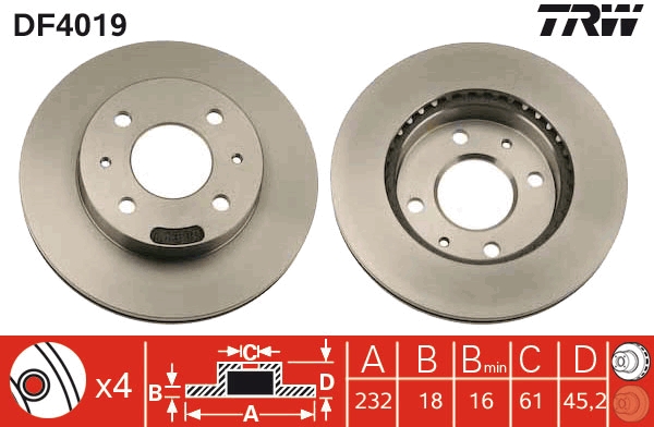 Brake Disc - DF4019 TRW