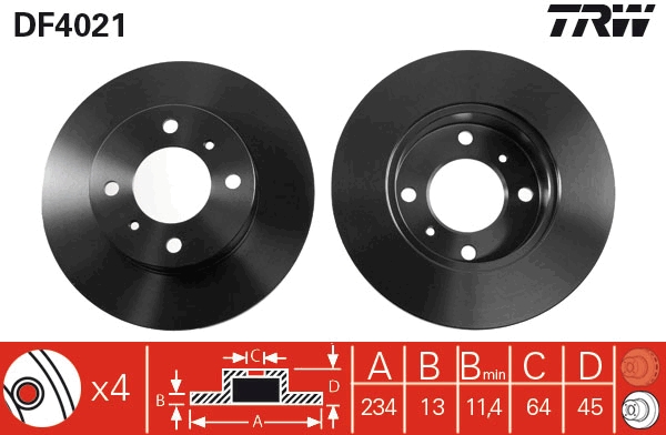 Brake Disc - DF4021 TRW