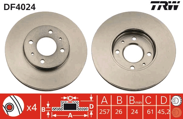 Brake Disc - DF4024 TRW