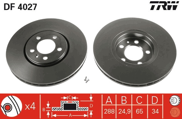 Brake Disc - DF4027 TRW