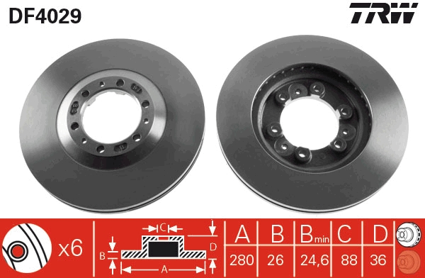 Brake Disc - DF4029 TRW