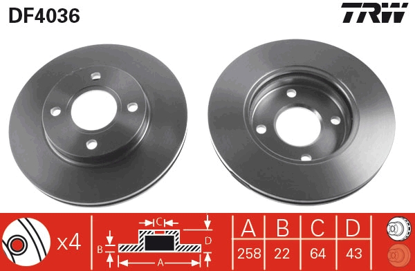 Bremsscheibe - DF4036 TRW