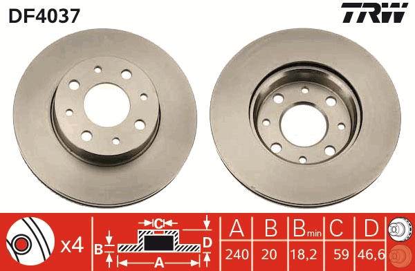 Discofreno - DF4037 TRW