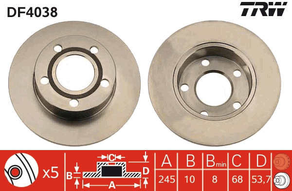 Brake Disc - DF4038 TRW
