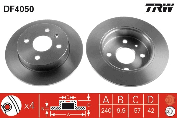 Brake Disc - DF4050 TRW