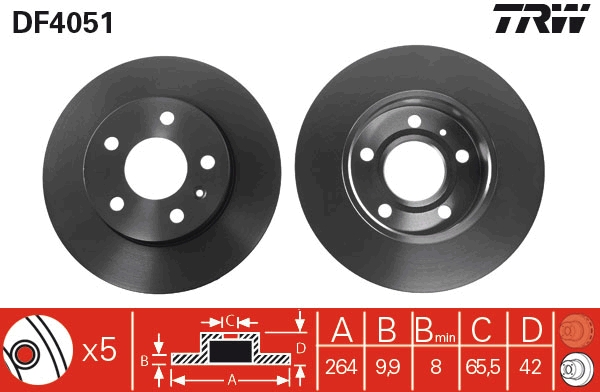 Brake Disc - DF4051 TRW