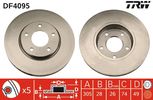 Brake Disc - DF4095 TRW