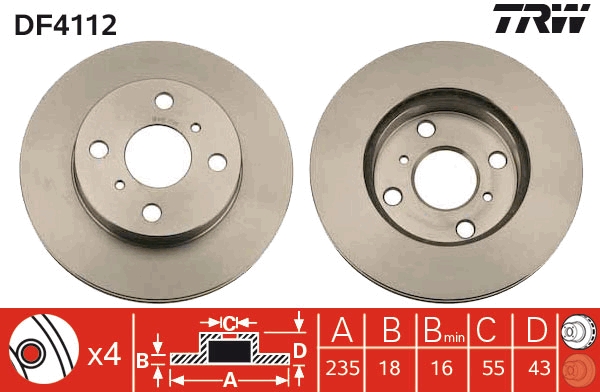 Brake Disc - DF4112 TRW