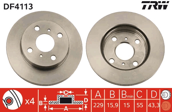 Bremsscheibe - DF4113 TRW