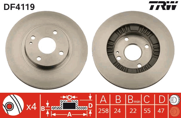 Brake Disc - DF4119 TRW
