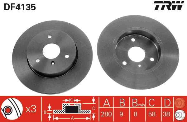 Brake Disc - DF4135 TRW