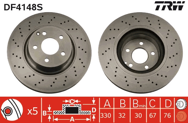 Brake Disc - DF4148S TRW