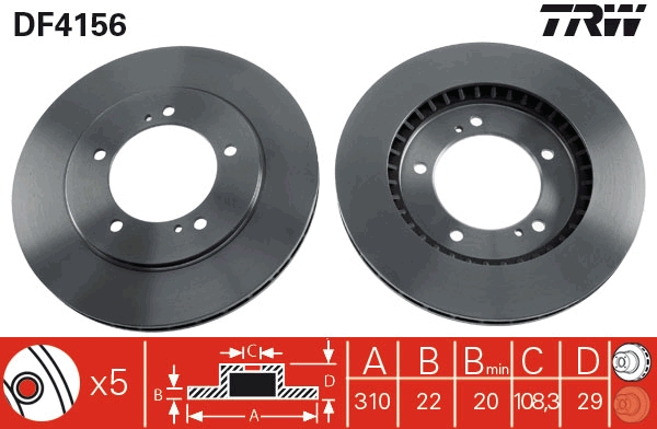 Brake Disc - DF4156 TRW