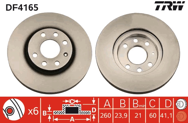 Brake Disc - DF4165 TRW