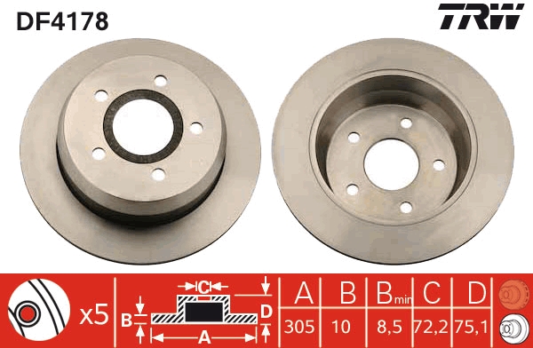 Brake Disc - DF4178 TRW
