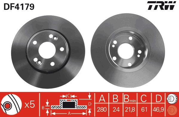 Brake Disc - DF4179 TRW