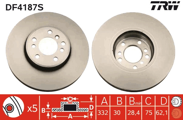 Brake Disc - DF4187S TRW