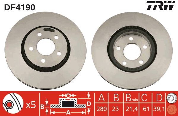Brake Disc - DF4190 TRW