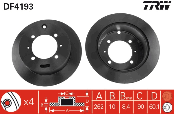 Brake Disc - DF4193 TRW