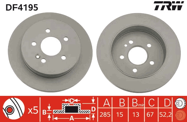 Brake Disc - DF4195 TRW