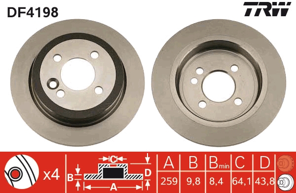 Brake Disc - DF4198 TRW