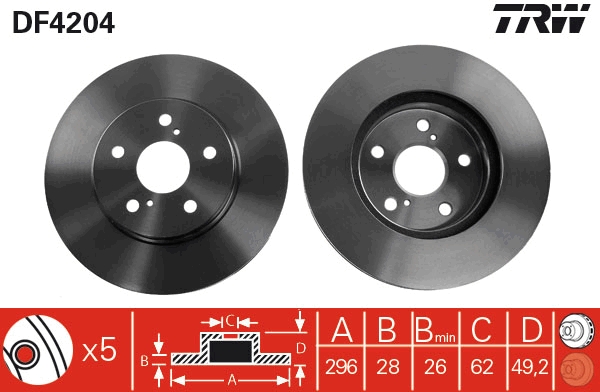 Brake Disc - DF4204 TRW