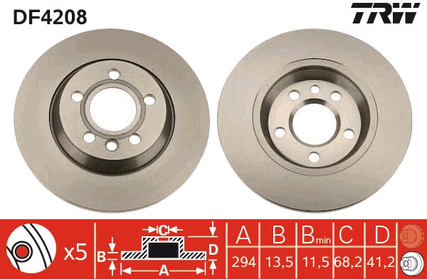 Brake Disc - DF4208 TRW