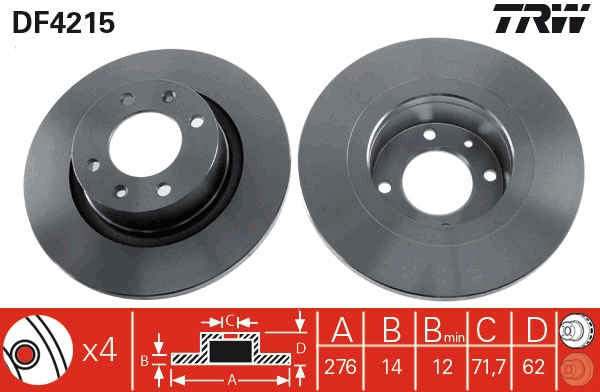 Brake Disc - DF4215 TRW
