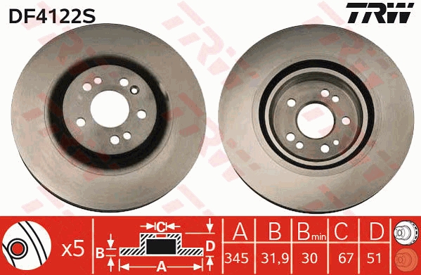Brake Disc - DF4222S TRW