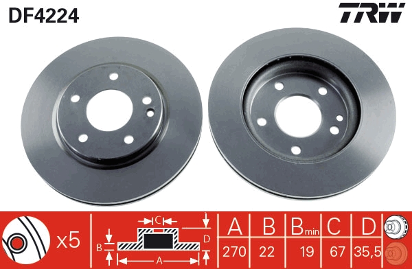 Brake Disc - DF4224 TRW