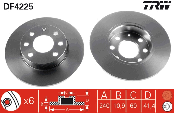 Bremsscheibe - DF4225 TRW