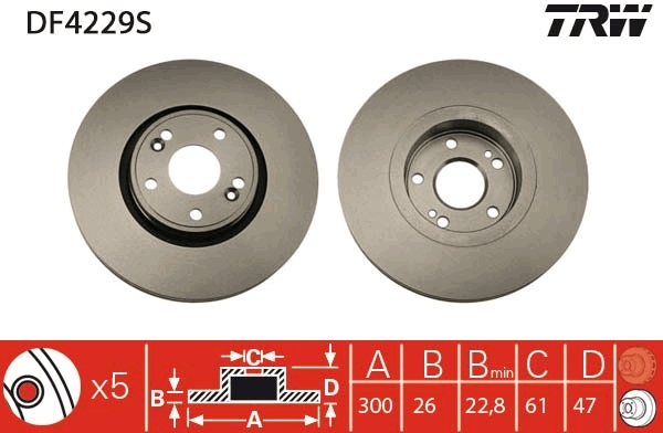 Brake Disc - DF4229S TRW